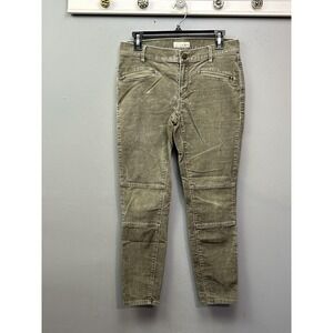 LOFT Modern Skinny Ankle Pants Womens 4 Green Corduroy Moto Zip Pockets Casual